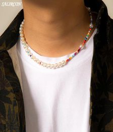 Boho multicolore perles Imitation collier de perles pour femmes hommes Kpop Vintage esthétique brin chaîne sur le cou accessoires de mode P8653754