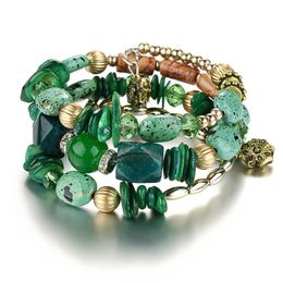 Boho Multilayer Beads Charm Armbanden Prachtig Vintage Resin Stone Armbanden Bangles Pulseras Etnische sieraden Charm Beaded Bracelets
