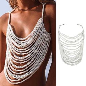 Boho multicouche métal chaîne corps bijoux Bralette femmes poitrine harnais collier plage Bikini discothèque sous-vêtements soutien-gorge Rave X0726