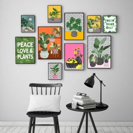 Boho poster botanische badkamer canvas schilderij tropische binnenplanten jungle art print nordic muur foto voor woonkamer decor