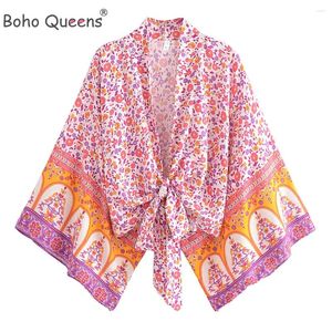 Boho Queens Short Robe Kimono Swimsuits Femmes Fashion Floral Batwing Gouches