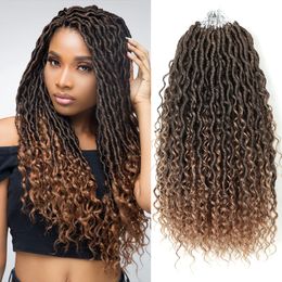 Boho River Locs Crochet Cheveux 18 pouces Déesse Locs Cheveux bouclés au crochet avec extrémités de cheveux bouclés Boho Faux Locs Extensions de cheveux synthétiques