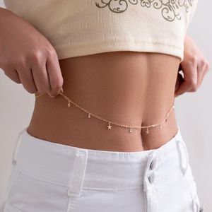 Boho Simple Star Zircon Taist Belly Belt Body Chain for Women Summer Beach Bikinis Rave Festival Y2K Accessoires Cadeau