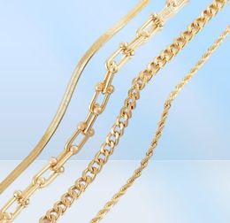 Fashion en couches en style boho Ushaped Herringbone Rope and Curb Chain Collier Set Jewelry Factory Sage S Chains332M1335311