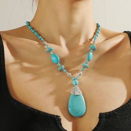 Collier pendentif Turquoise Style Boho, multistyle pour femmes, chaîne de perles, colliers de plage
