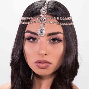 Boho gland strass chaîne bijoux pièce de tête déesse bal de mariage gemme accessoires de cheveux de mariée pour les femmes vacances grecques300n