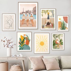 Boho Travel Poster Botanisch canvas schilderen Minimalistische tropische plant kunstprint Noordse wandfoto voor woonkamer interieur posters Home Decor Unframed