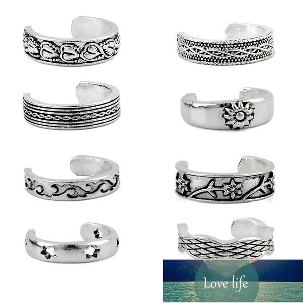 Boho Vintage Sculpté Twist Toe Anneaux pour Femmes Antique Couleur Argent Pieds Nus Pied Bijoux Cadeau