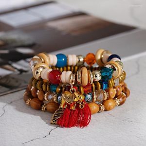 Boho Bois Perles Bracelet Tibétain Bouddhiste Mala Éléphant Charme Chapelet Yoga Pour Les Femmes Dropship Lien Chaîne