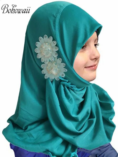 BOHOWAII Hijabs instantanés pour fille musulmane 2-7 ans Prière de turbans intimidateurs