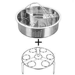 Calderas doble 3pcs/set accesorios de olla a presión cesta de vapor de acero inoxidable con divisor de rejilla de vapor de huevo para cocinar cocina er