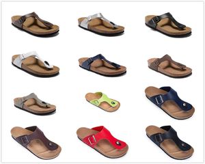 Boken famosa marca Gizeh hombres corcho tacón plano chanclas mujeres cuero genuino sandalias casuales con hebilla moda verano playa zapatos