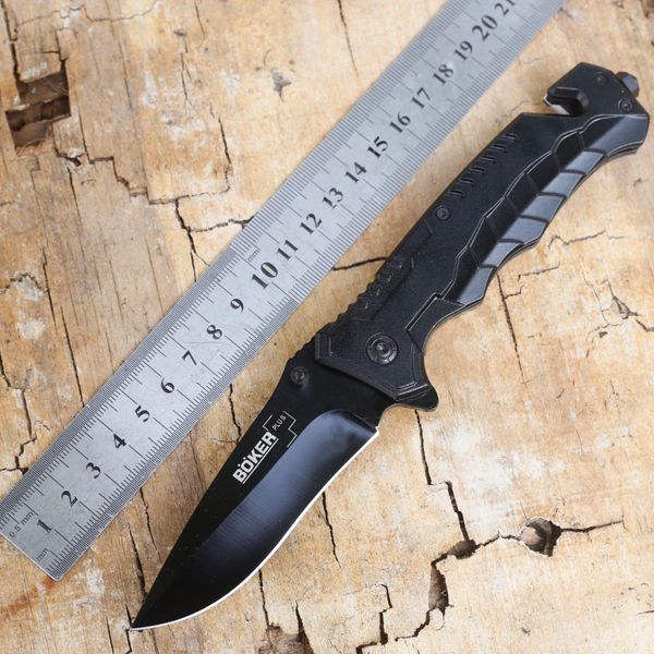 BOKER Cuchillo plegable para acampar Cuchillos de caza de acero inoxidable Navajas de bolsillo de supervivencia Cuchillas multifunción para cubiertos al aire libre Cortador afilado Negro