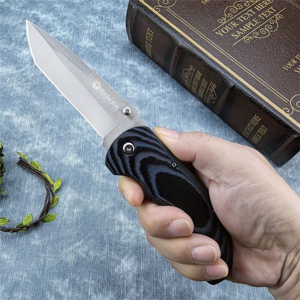 Boker Couteau de Poche Extérieur Facile à Transporter - Lame en Acier Inoxydable 7Cr13Mov Manche Mikata Tactique Chasse Camping Couteaux de Survie 535 UTX70 BM Couteau