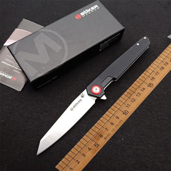 Boker MAGUNM-cuchillo plegable de bolsillo, hoja de acero 440B, mango G10, cuchillos EDC tácticos de supervivencia