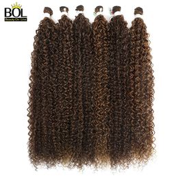 BOL Natural Curly Hair Extensions Long Synthetic Jerry Bundles Ombre Blonde Fake For Women Heat Resistant Wave 240515