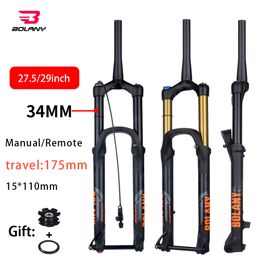 BOLANY 175 mm Voyage 27,5 / 29 pouces MTB Fork à vélo à l'essieu 15 * 110 mm Boost Fork Rebound Réglage de la fourche bicyle en bas de la colline pour DH Am