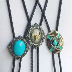 bolo tie Cowboy voor mannen Vintage Indiase heren stropdas Turquoise Europa Lange stijl Zinklegering Hanger trendy accessoires Llavero bijoux 240314