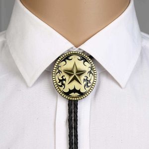 Bolo Ties 2 couleurs Pentagram étoile bolo cravate pour homme handmakde indien cowboy western cowgirl en alliage de zinc cravate HKD230719