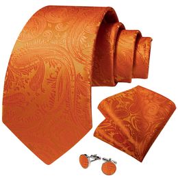 Bolo Ties 8Cm Dasi Sutra Paisley Oranje voor Pria Manset Saku Persegi Panjang 150Cm Grosir Aksesori Leher Pesta Pernikahan Bisnis 230905