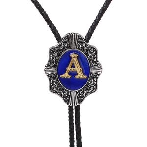 Bolo Ties Cravate bolo bleue à 26 lettres de la mode occidentale américaine pour hommes et femmes 230209