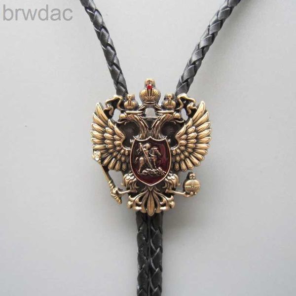 BOLO attache l'ortique en or russe double empire Empire Eagle Rignestone Bolo Tie Collier Coup Tie 240407