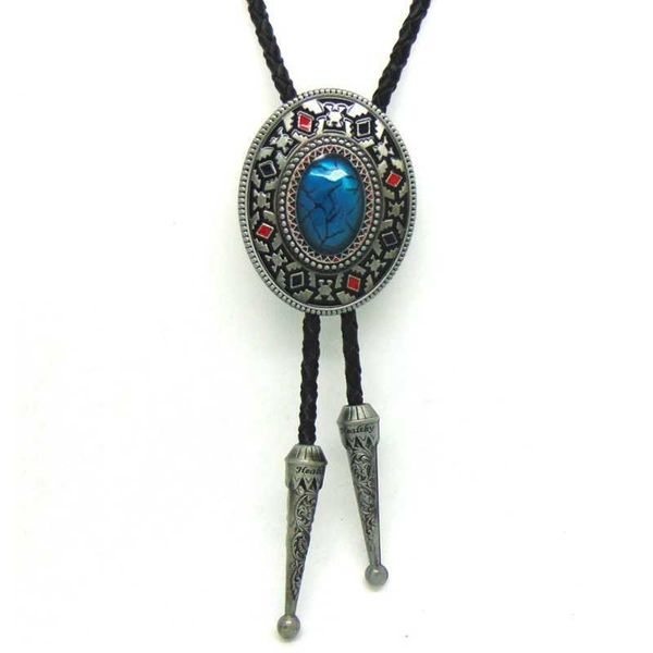 Bolo Ties Blue Stone Indian Art Unisex Rodeo Bolo Tie Bola para Hombres Mujeres Novedad Corbata Western Cowboy Accesorios Boda Invitado Regalo HKD230719