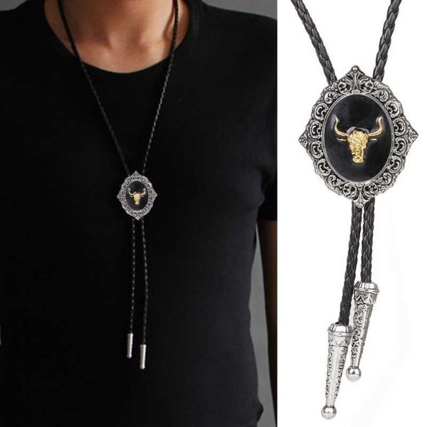 Bolo Ties Bolo Tie para hombre Corbata de estilo vaquero occidental con hebilla de cabeza de caballo de aleación Decoración DXAA HKD230719