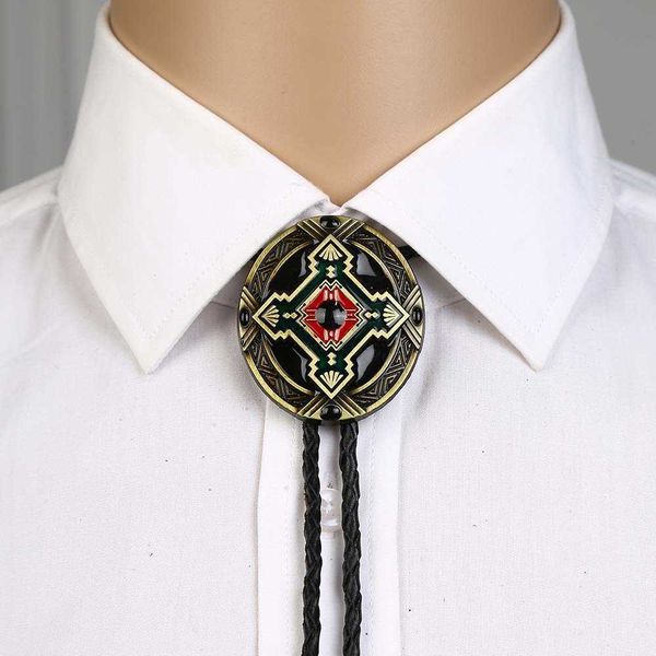 Bolo Ties Classis Croix cuivre forme ovale Bolo tie pour femme femme fait à la main Western Art Indien Alliage Cravate silvr star Pentagram HKD230719