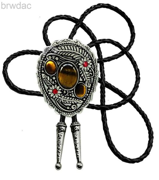 Bolo Ties Fashion Western Cowboy Tie Claw Claw Malachite Bolo Tie pour hommes Corche en cuir noir 240407