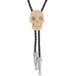 Bolo Ties collier de tête de fantôme squelette de mode gothique cravate Poirot Western Denim bolo cravate collier corde HKD230719