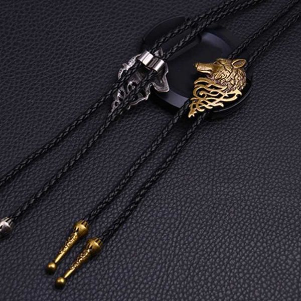 Bolo Ties Metal Wolf Bolo Tie Cowboy Wolf Cravate pour Chemise Jeans Western Collier Tressé Shoestring Cravate Bola-Tie drop shipping HKD230719