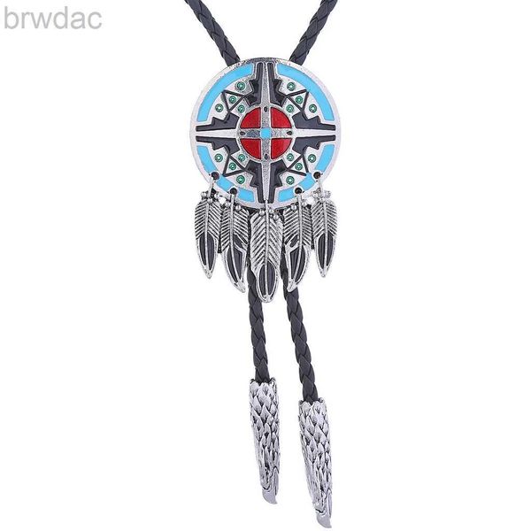 BOLO LIES NOUVEAU INDIAN FEATHER TOTEM EAGLE PENDANT BOLO TIE 240407