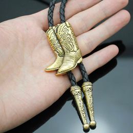 Bolo Ties Vintage Cowboy Boots Rodeo Country Western Man Leather Bolo Bola Tie Neck Tie Ketting Unisex Sieraden Accessoires Groothandel HKD230719