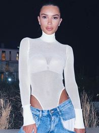Bolopi maille transparent Sexy Body été femmes mode en blanc moulante Y2K tenues Streetwear corps 231225