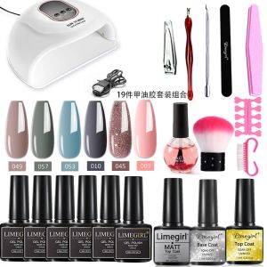 Boulons 6 couleurs Polish Set Nail Art Phototherapy Lampe outil Set Art Decorations Kit Nail Set Professional Polygel Nail Kit avec lampe