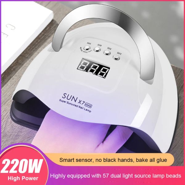 Bolts Sun X7 220W Selqueros de uñas con lámpara LED UV de detección de movimiento para arte de uñas Gel esmalte para hornear equipo profesional de uñas US/EU