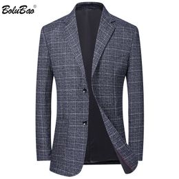 Bolubao Men Blazer Brand Britse stijl Comfortabele stoffen Mens Slim Fit Wild Suit Fashion Prom Lattice Blazer Man 201104