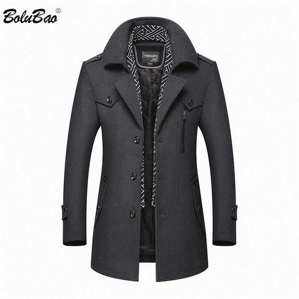 BOLUBAO hommes hiver laine manteau hommes décontracté marque couleur unie laine mélanges laine caban mâle Trench manteau pardessus 211106