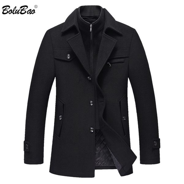 BOLUBAO hommes hiver laine manteau hommes de haute qualité couleur unie mélanges simples laine caban mâle Trench manteau décontracté pardessus 211106