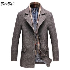 BOLUBAO hommes hiver laine manteau hommes col rabattu couleur unie chaud épais laine mélanges laine caban mâle trench manteau pardessus LJ201110