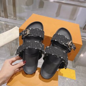 Bom Dia véritable pantoufle chaussures décontractées été plage gladiateur Mules moraillon nouvelles femmes plat toboggan luxe Designer curseurs sandale