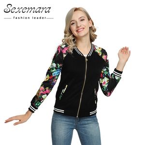 Bomber Baseball Printemps Automne Veste Pour Femmes Mode Zipper Basic Manches Longues Imprimé Casual Solaire Survêtement Manteau 201210