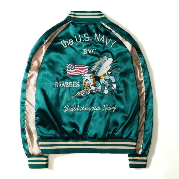 Bomber Hip Hop Béisbol Hombres marca Chaqueta Yokosuka Recuerdo Dos lados Chaquetas de lujo Streetwear drop ship descuento capa superior 240309