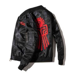 Bomber Jacket Men Animal Borduurwerk Men Mannen Vrouwen Casual honkbaljack Bird mode streetwear mannal chamarras para hombre t220816