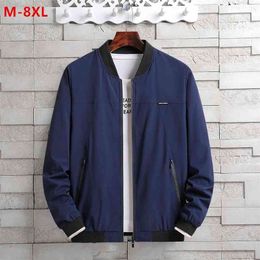 Bomberjack Mannen Plus Size 5XL 6XL 7XL 8XL Windbreaker Jaket Zwart Mannelijke Rode Losse Honkbal Kraag Koreaanse Herfst Kleding Jassen 210819