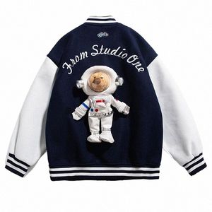 Bomberjack Mannen Vrouwen Teddy Astraut Pop Herfst Patchwork Oversized Baseball Jas Unisex Varsity Campus Casual Jas 2021 C2QN #