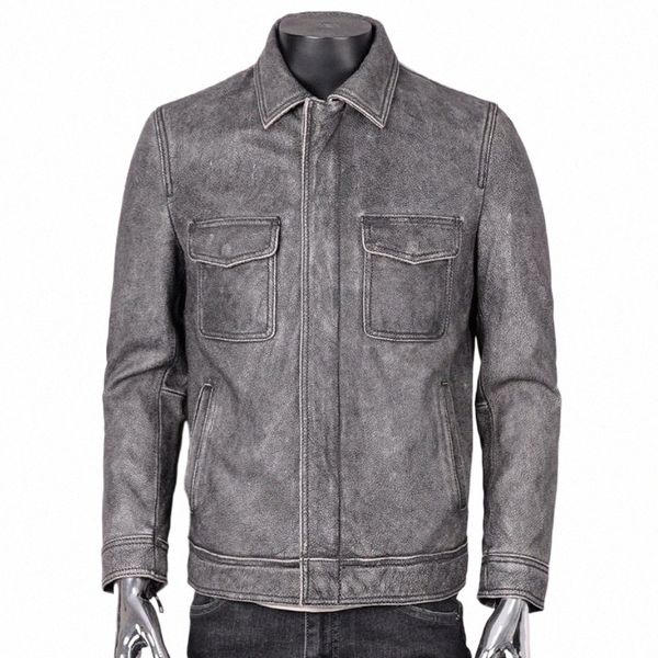 Bomber Mans chaquetas de cuero de vaca Otoño Invierno cuero genuino para hombre Avirex chaqueta de cuero genuino abrigo aviador hombre ropa de invierno U467 #