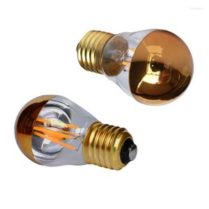 Bombilla LED Filamentlichten E27 4W AC220V Dimmer G45 Bubble Ball Lamp Edison Sgolden Top Mirror schaduwloze lamp warm wit