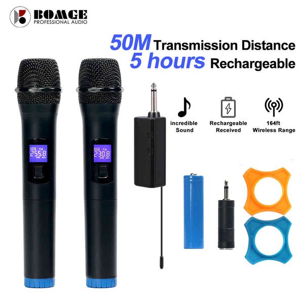 BOMGE VHF 3.5mm 6.35mm Microphone sans fil micro portable mégaphone avec Mini récepteur haut-parleur karaoké KTV discours